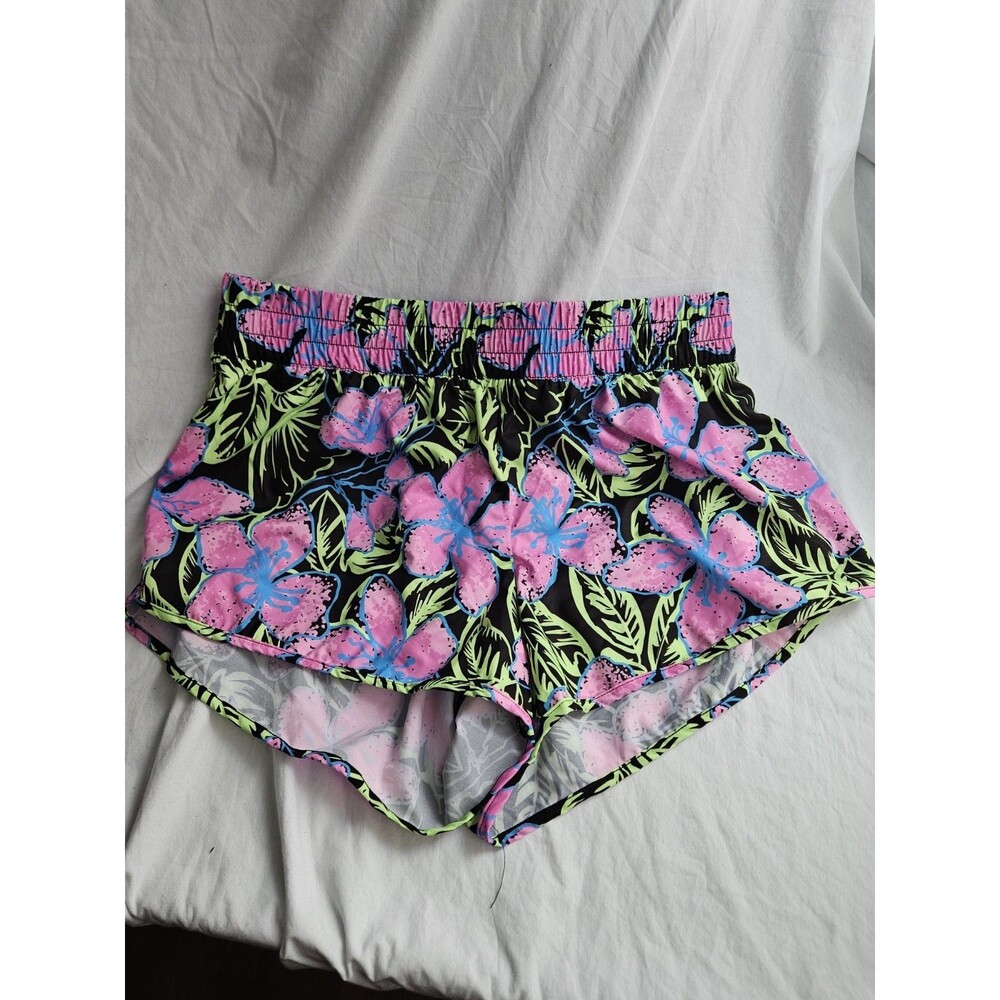Endless Waves Women's XL Floral Athletic Shorts‎ Recycled Polyester Pink